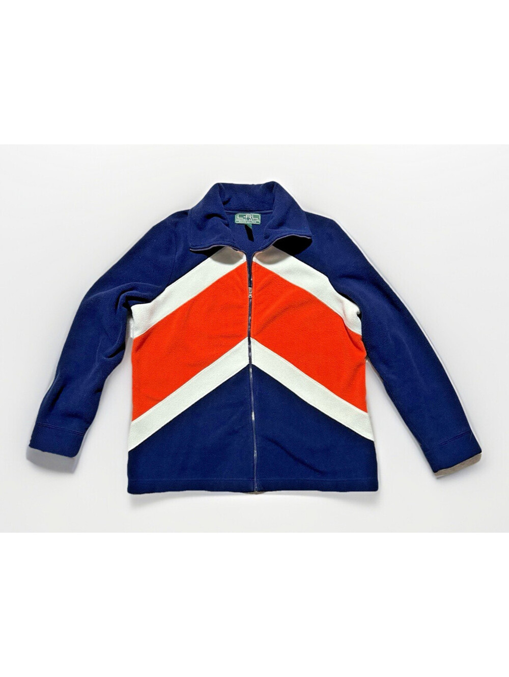 Lauren Ralph Lauren Active‎ Fleece Jacket XL Yacht Club Chevron Athleisure